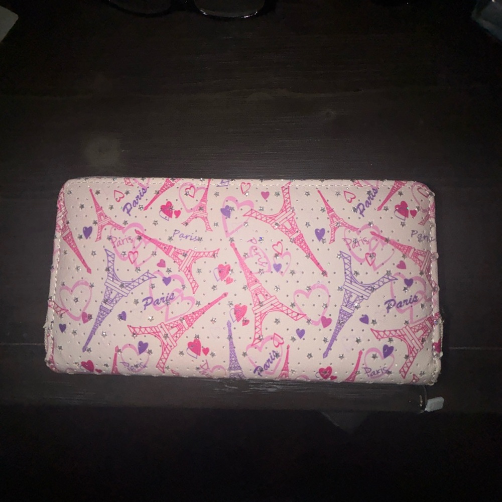 Paris Themed Pink and Purple Wallet